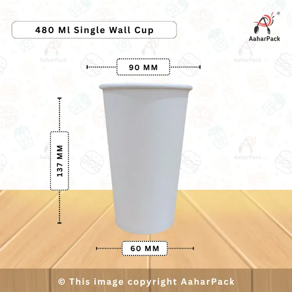 480 ML (16oz) Single Wall White Paper Cups – Pack of 1000 – Disposable, Recyclable Hot & Cold Drink Cups